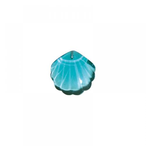 Coquille Saint Jacques bleu turquoise translucide facette cristal translucide taillé 26 mm