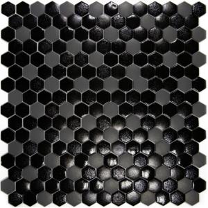 Noir hexagone mosaïque émaux brillant LUNA TEXTURAS plaque 33 cm HTK