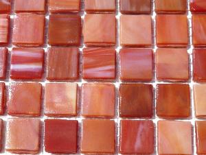 Mosaïque rouge terracotta émaux de Venise vendu par 25 carreaux de 1.5 par 1.5cm