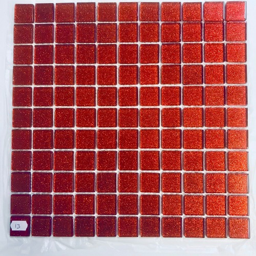 Rouge  rubis mosaïque paillette pâte de verre vétrocristal plaque 30 cm