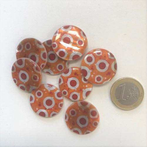 Cabochon perle en nacre 24 mm ronds rouge par 8 unités