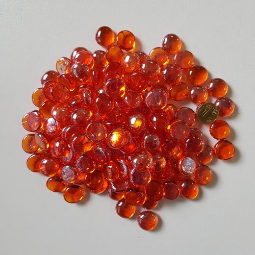 Orange bille de verre plate orange sanguine nacré translucide 20 mm par 200 grammes