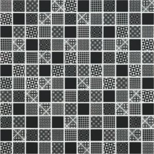 Noir impression carreaux de ciment mat satiné mosaïque émaux par plaque 31.7 cm