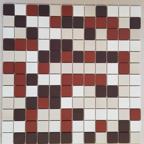 Mix rouge brun beige blanc 2.4 cm mosaïque mat grès ceram antique au M²