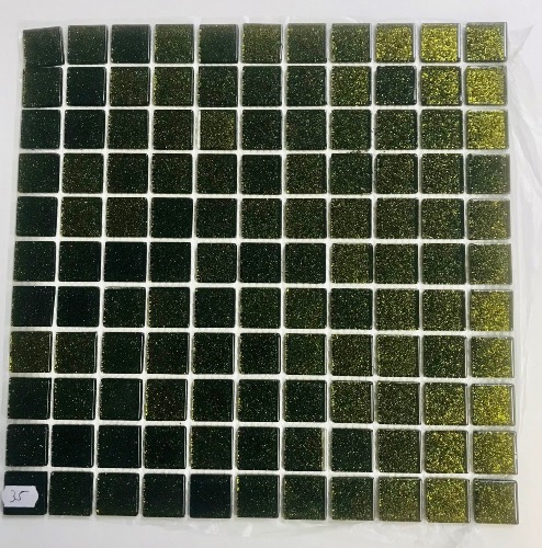 Vert bronze doré mosaïque paillette pâte de verre vétrocristal plaque 30 cm