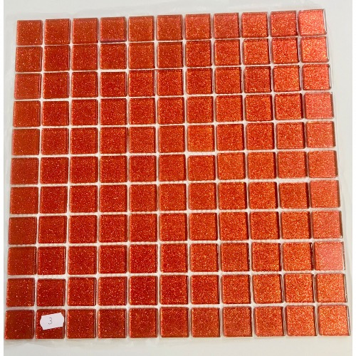 Rouge brique mosaïque paillette pâte de verre vétrocristal plaque 30 cm