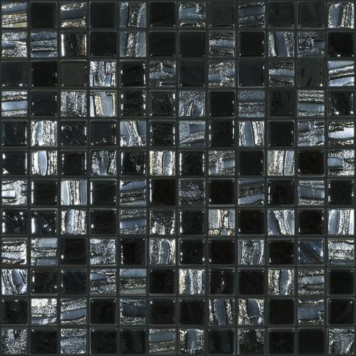 Noir nacré relief & noir nacré gloss mosaïque 2.5 cm émaux par plaque 31,7 cm